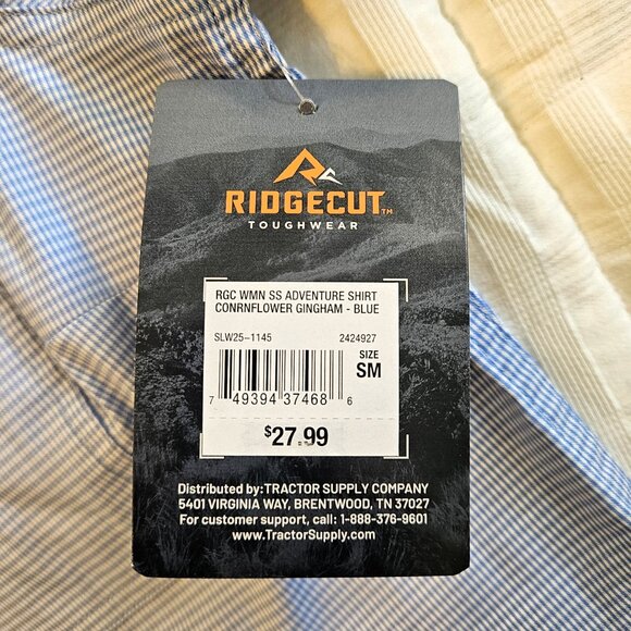 Ridgecut Women's Toughwear Blue Gingham Short-Sleeve Adventure Shirt-SMALL - Picture 10 of 10